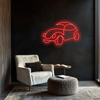 Classic Car Neon Sign: Red LED Wall Decor with Dimmer Peony Atelier