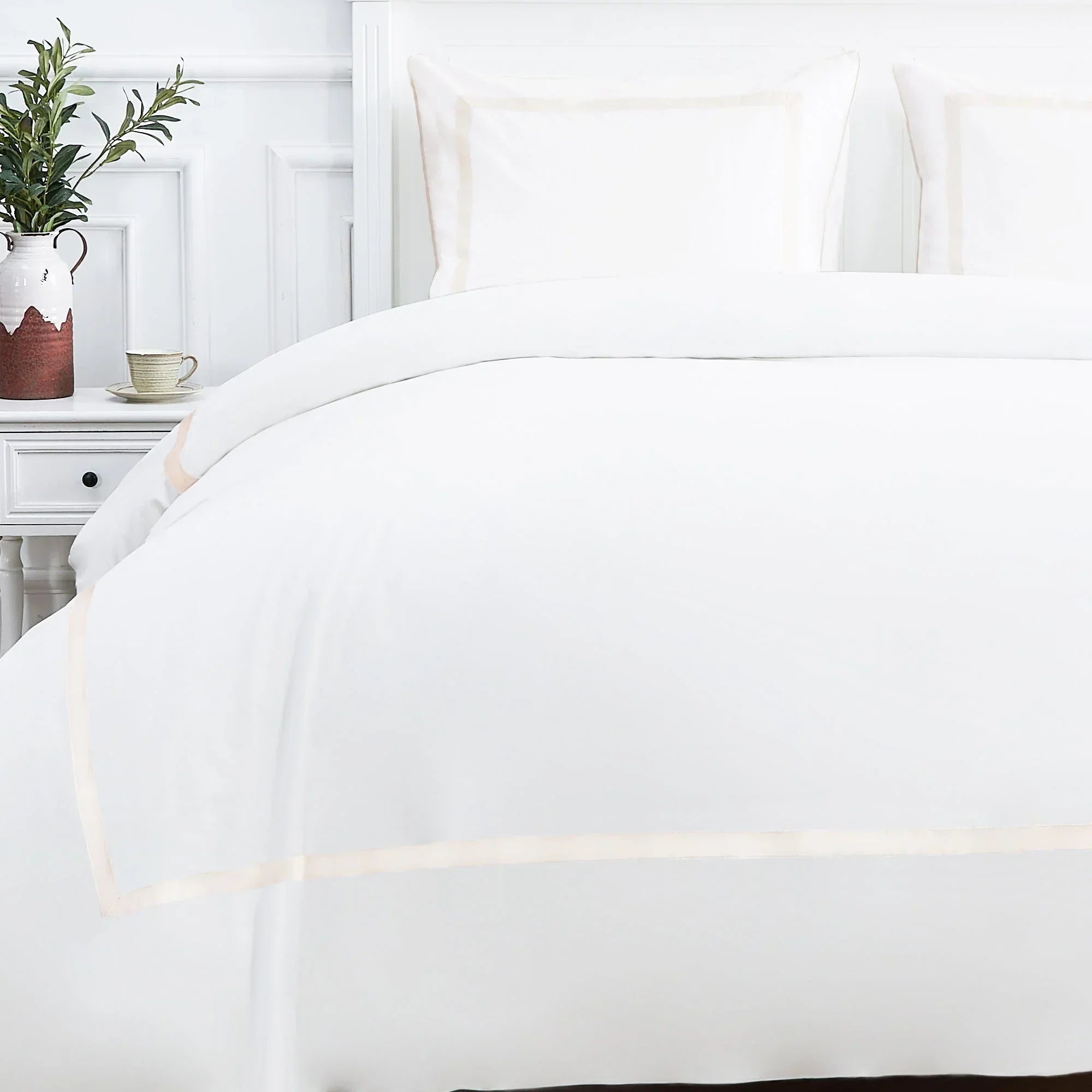 Classic Double Border Percale Cotton Duvet Set Mélange Home