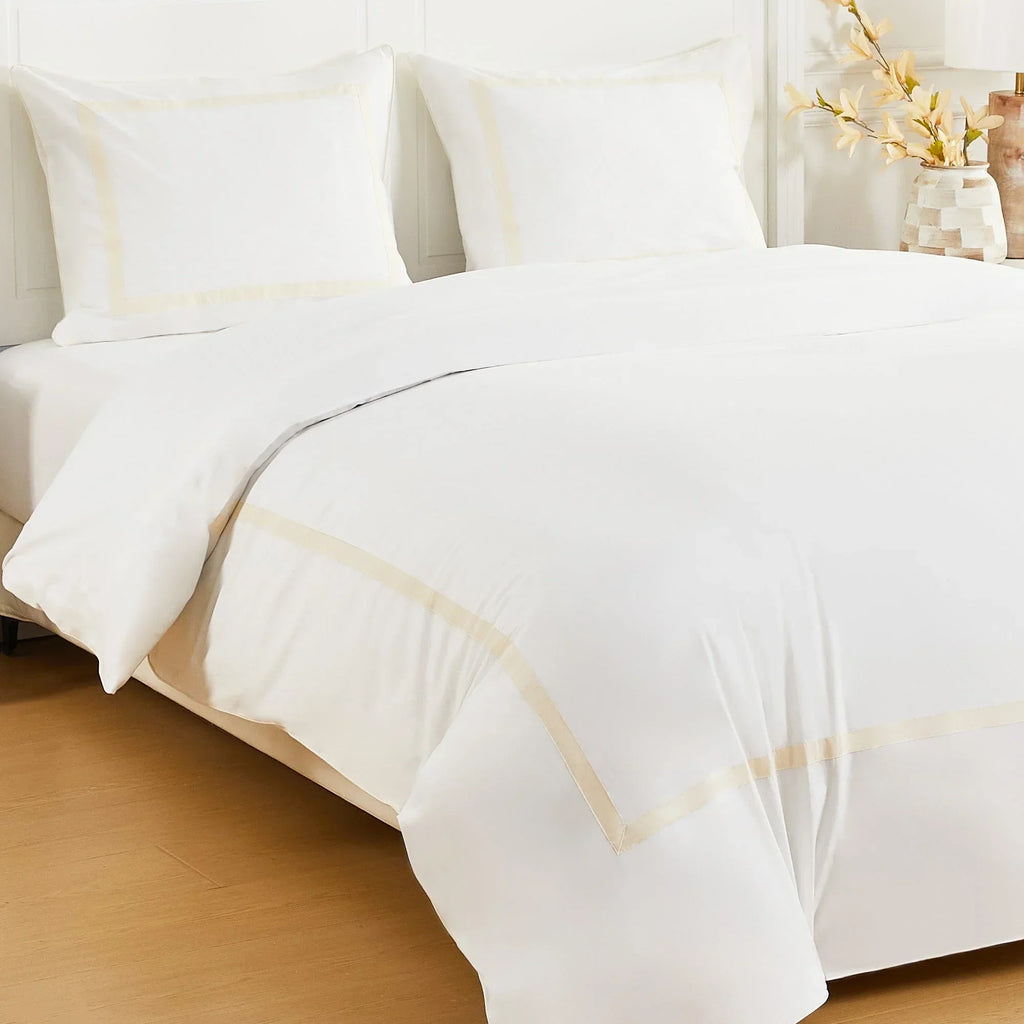Classic Double Border Percale Cotton Duvet Set Mélange Home