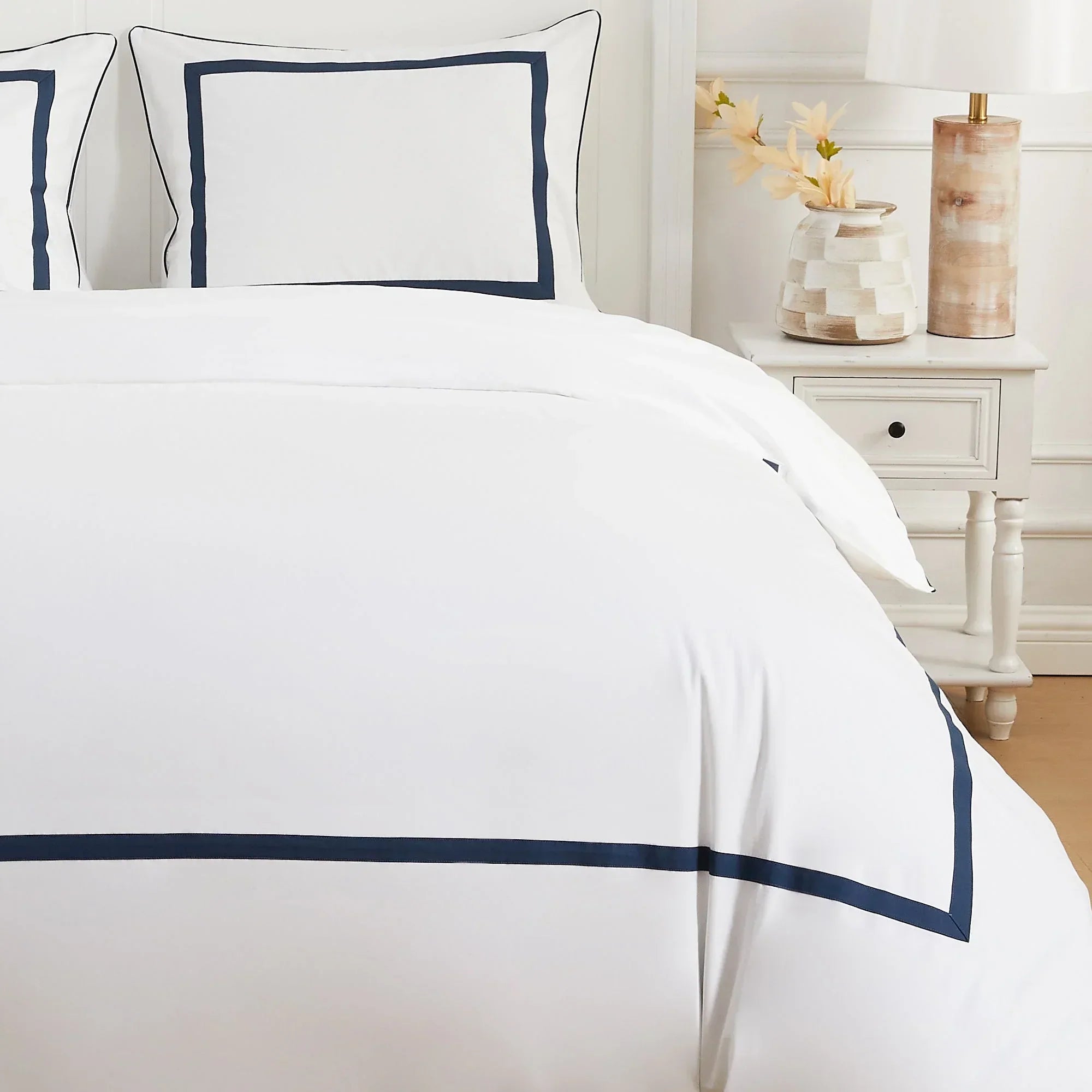 Classic Double Border Percale Cotton Duvet Set Mélange Home