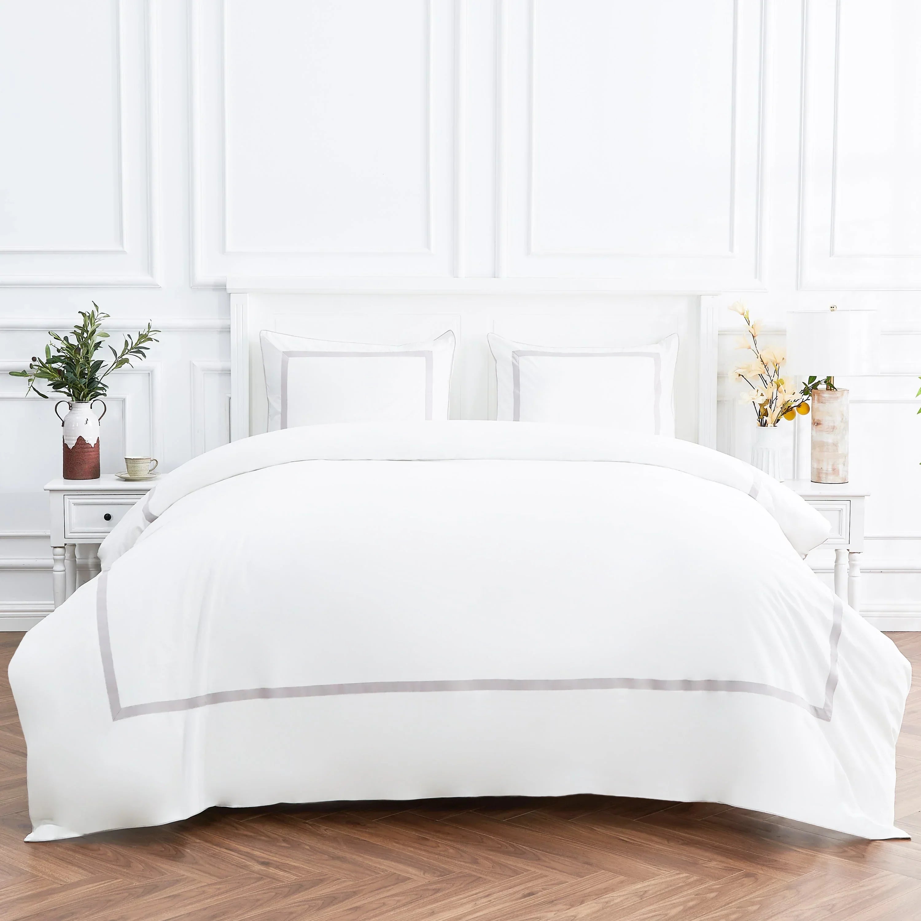 Classic Double Border Percale Cotton Duvet Set Mélange Home