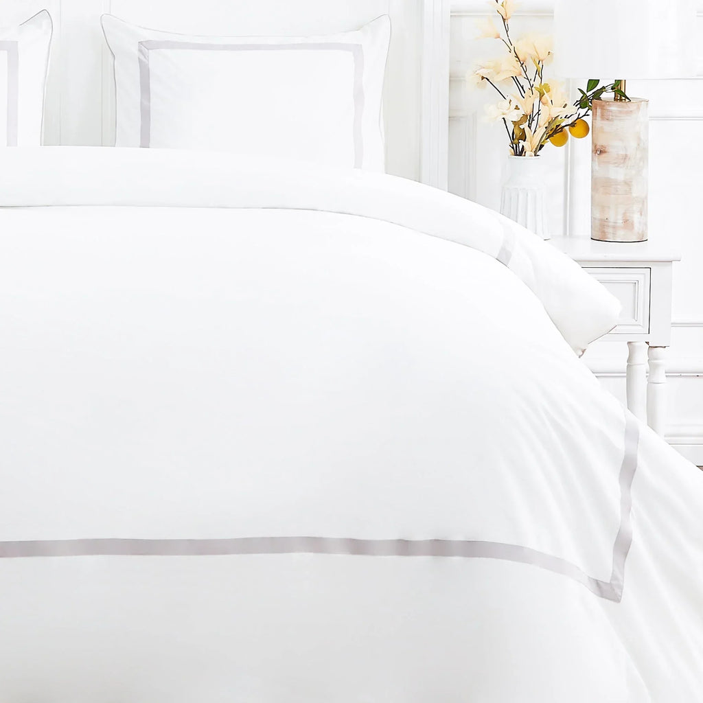 Classic Double Border Percale Cotton Duvet Set Mélange Home
