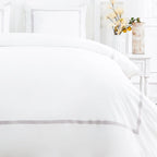 Classic Double Border Percale Cotton Duvet Set Mélange Home