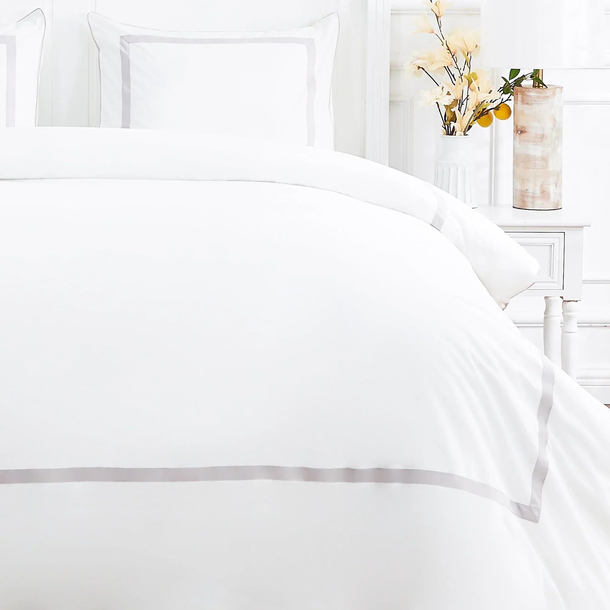 Classic Double Border Percale Cotton Duvet Set Mélange Home