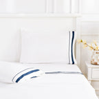 Classic Double Border Percale Cotton Pillowcase Pair Mélange Home