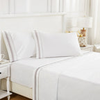 Classic Double Border Percale Cotton Sheet Set Mélange Home