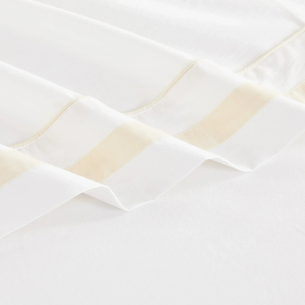 Classic Double Border Percale Cotton Sheet Set Mélange Home