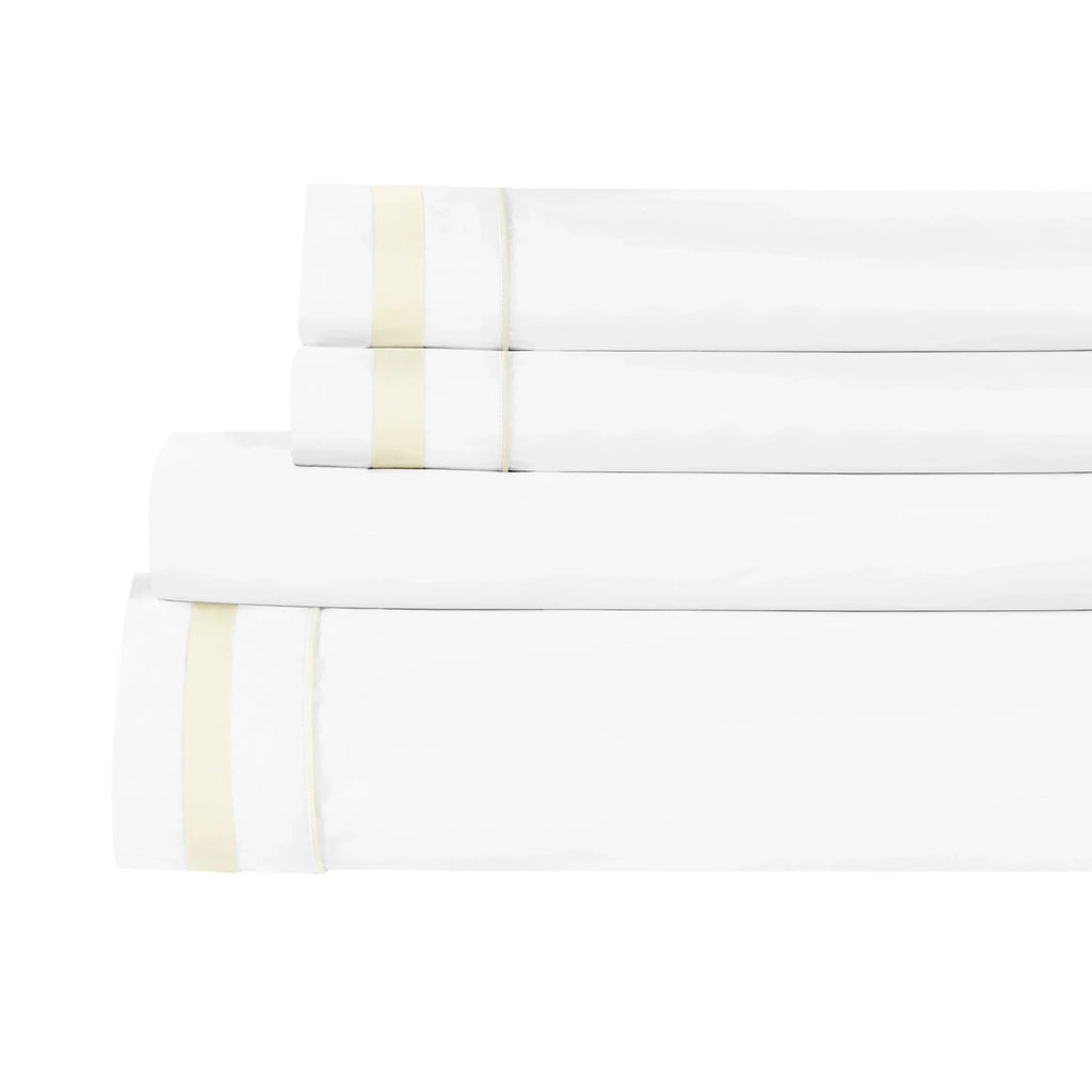Classic Double Border Percale Cotton Sheet Set Mélange Home