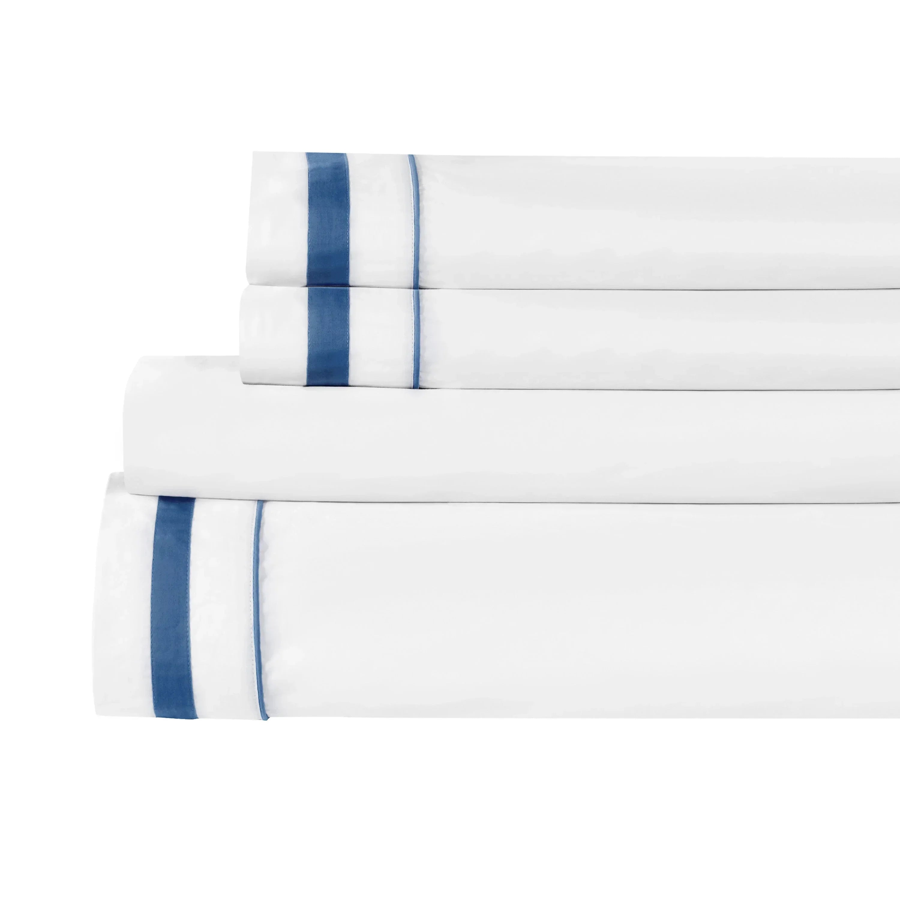 Classic Double Border Percale Cotton Sheet Set Mélange Home