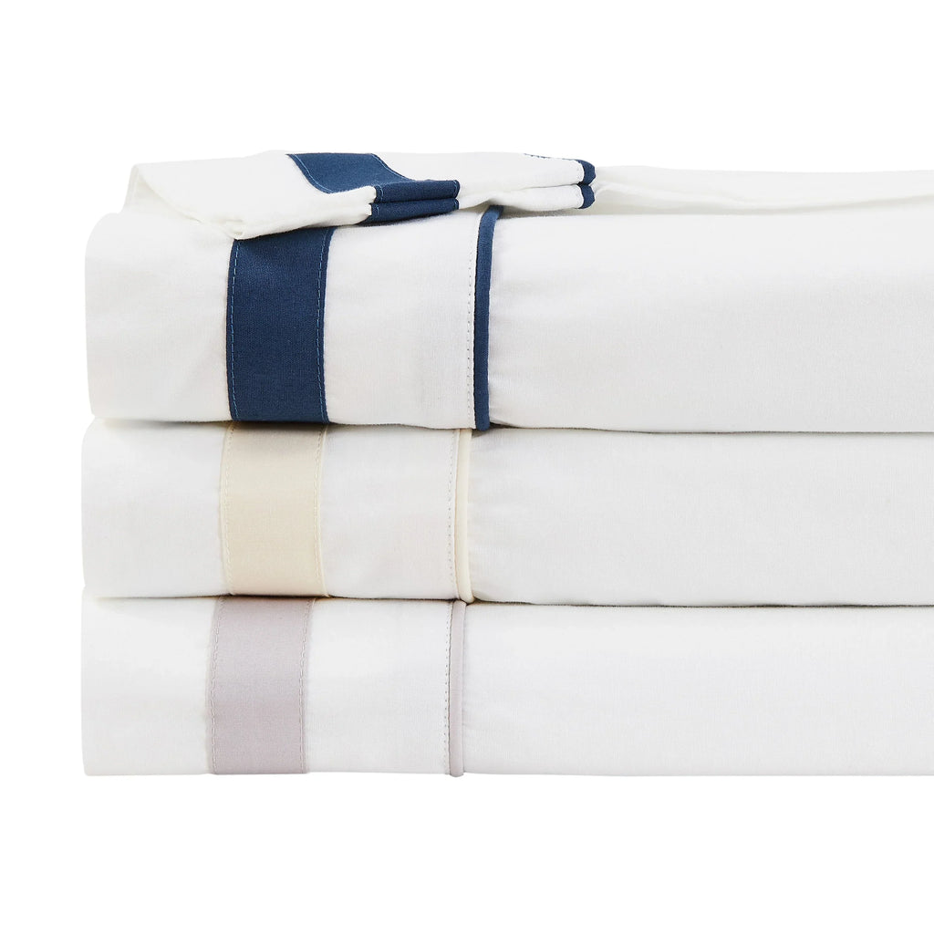 Classic Double Border Percale Cotton Sheet Set Mélange Home