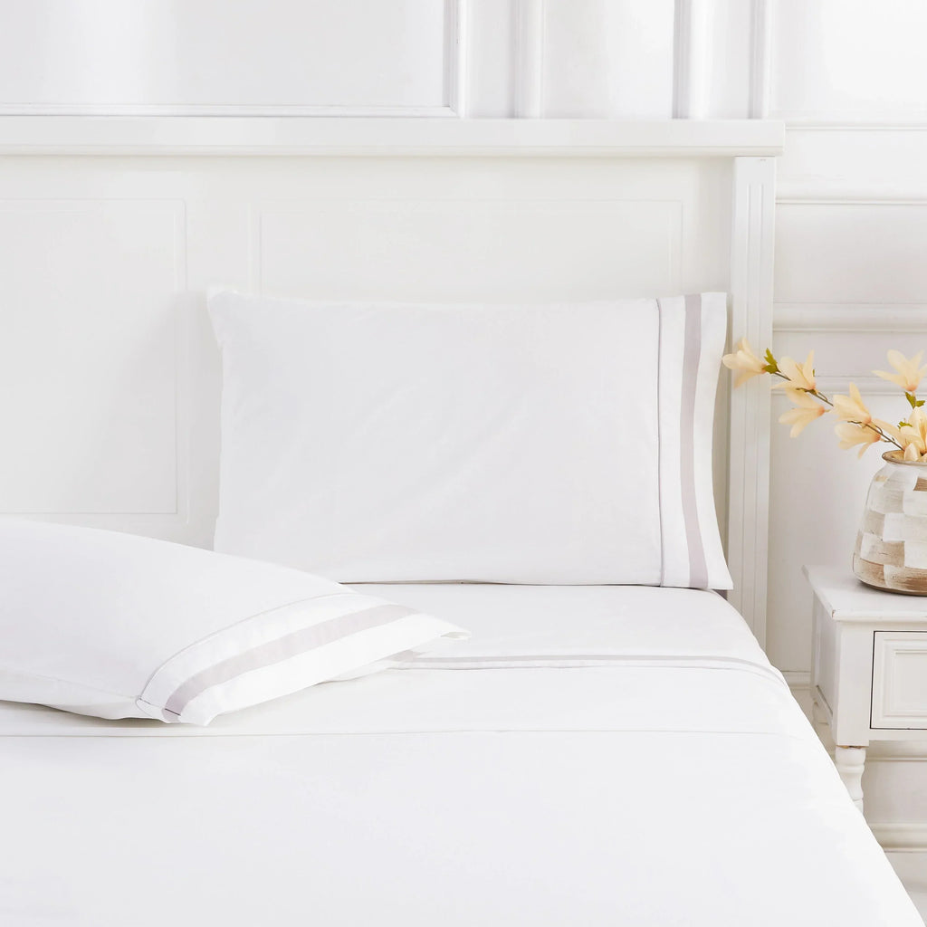 Classic Double Border Percale Cotton Sheet Set Mélange Home