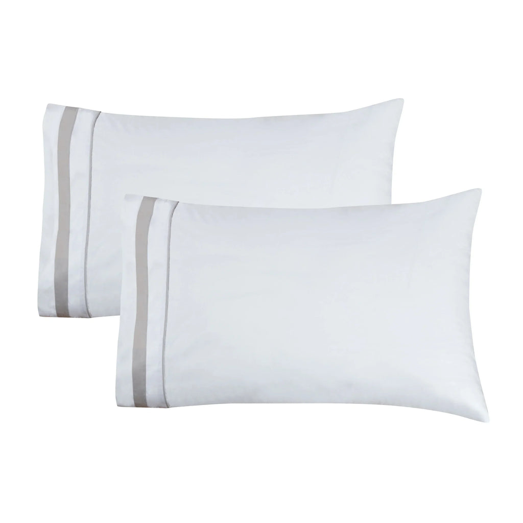 Classic Double Border Percale Cotton Sheet Set Mélange Home