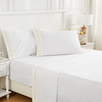 Classic Double Border Percale Cotton Sheet Set Mélange Home