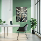 Classical Commuters UV Glass Wall Art – Greek Sculptures on a Subway Ride - KAFCD092 Peony Atelier