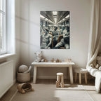 Classical Commuters UV Glass Wall Art – Greek Sculptures on a Subway Ride - KAFCD092 Peony Atelier