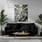 Classical Commuters UV Glass Wall Art – Greek Sculptures on a Subway Ride - KAFCD092 Peony Atelier
