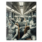 Classical Commuters UV Glass Wall Art – Greek Sculptures on a Subway Ride - KAFCD092 Peony Atelier