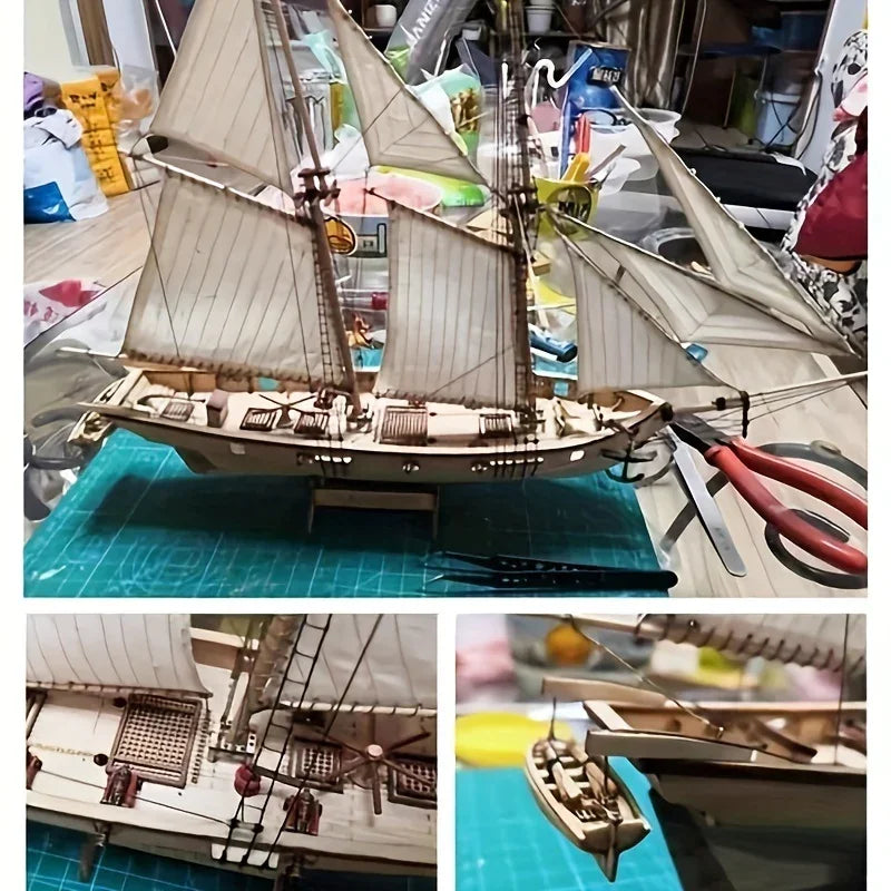 "Wood Assembly ""Harko"" Classical Western Boat Kit Educational Science Making Assembly Boat Model" House Of Avana