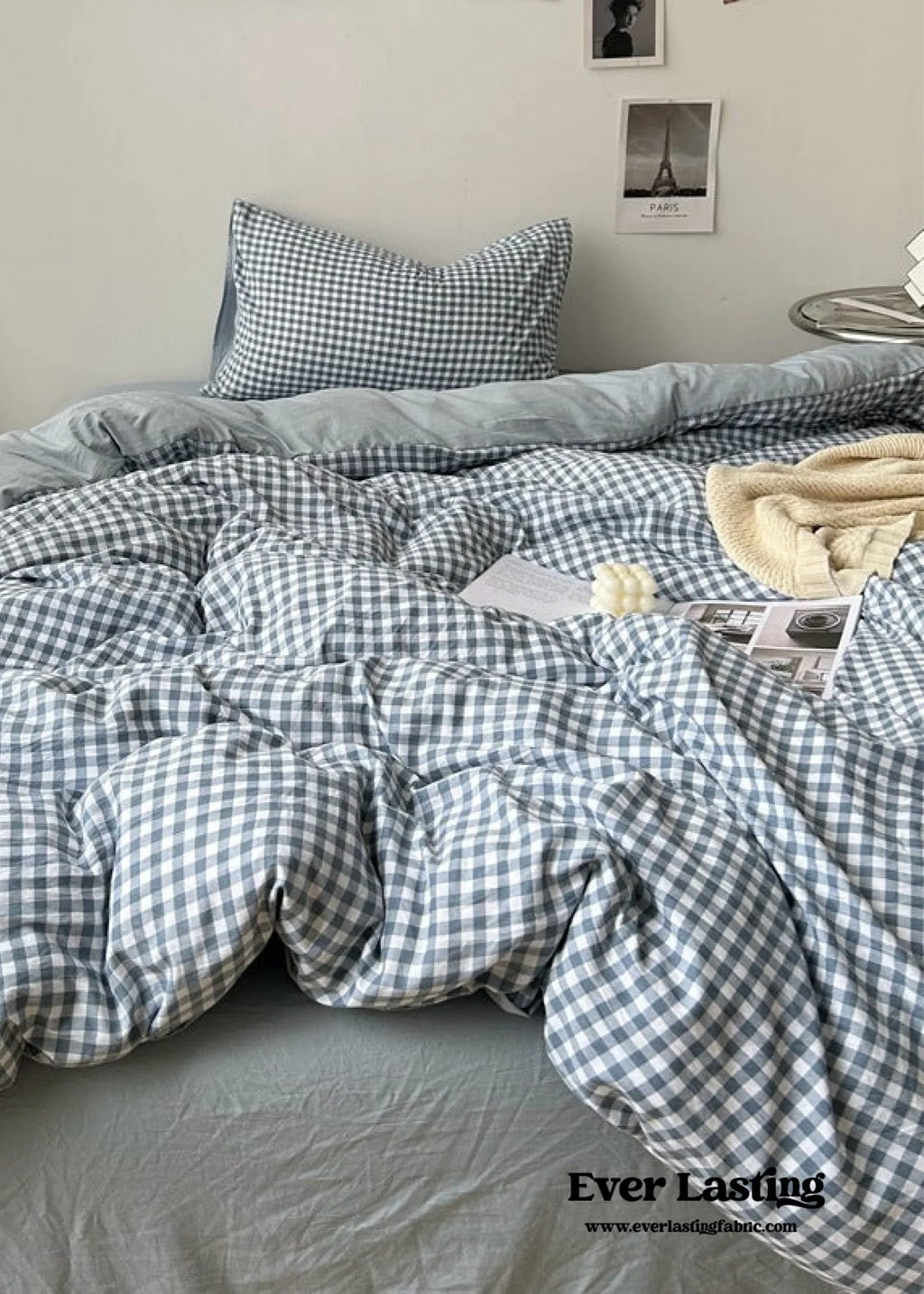 Clean Cut Bedroom Bedding Set / Gingham Brown Ever Lasting