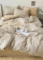 Clean Cut Bedroom Bedding Set / Gingham Brown Ever Lasting