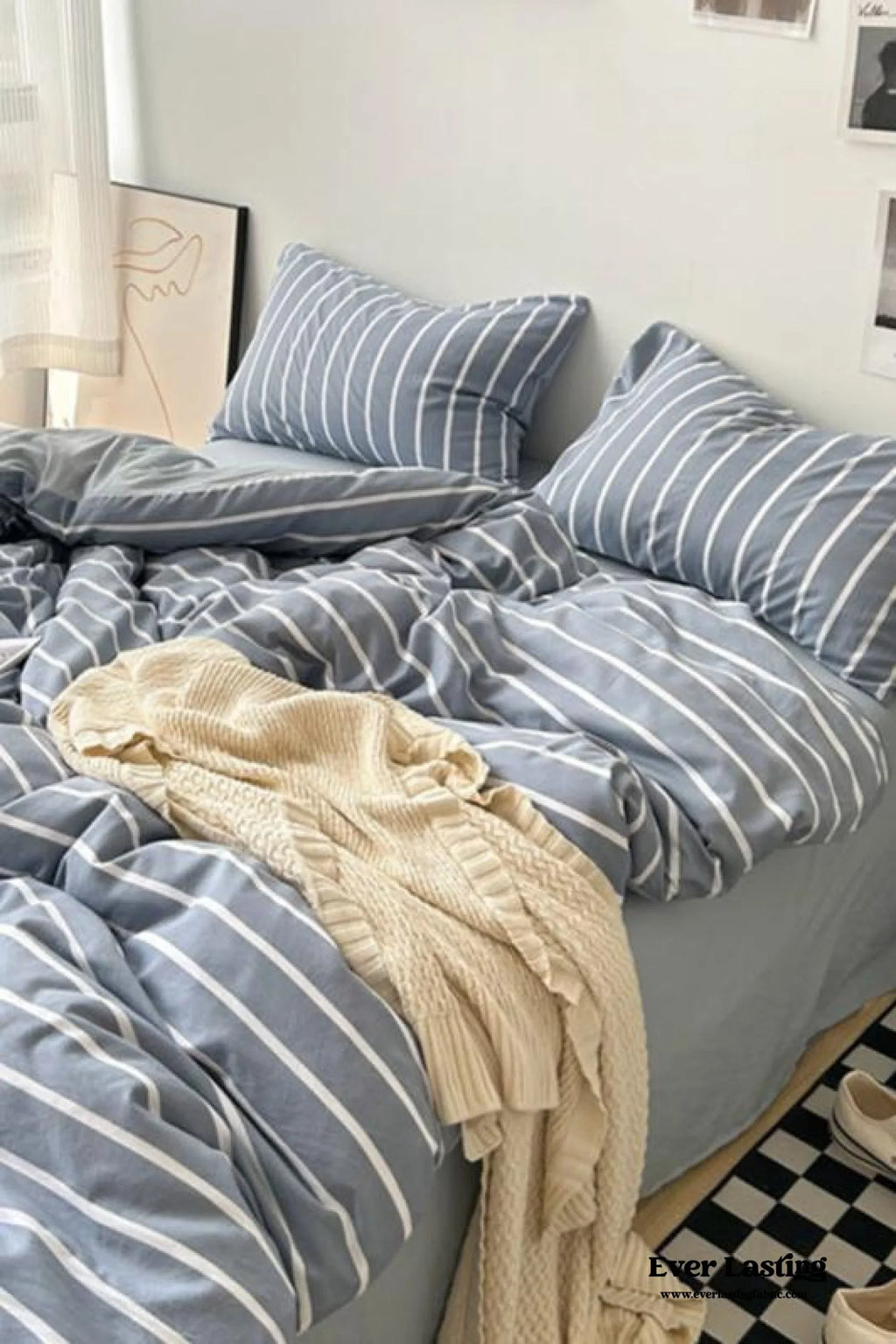 Clean Cut Bedroom Bedding Set / Gingham Brown Ever Lasting