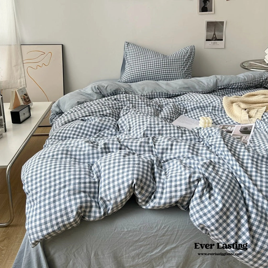 Clean Cut Bedroom Bedding Set / Gingham Brown Ever Lasting