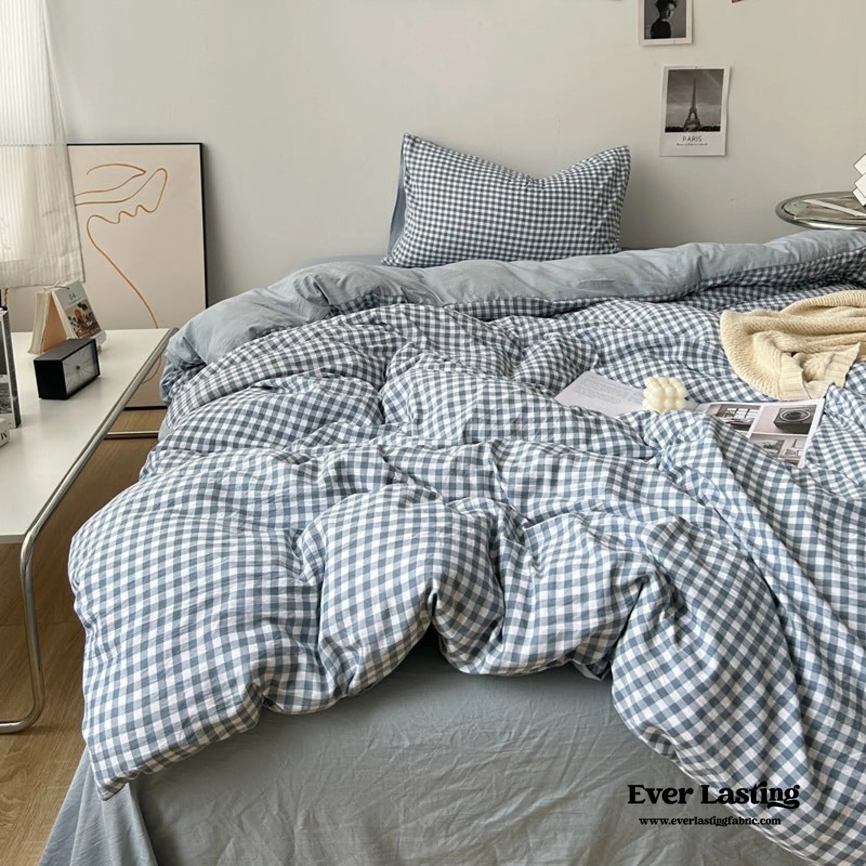 Clean Cut Bedroom Bedding Set / Gingham Brown Ever Lasting