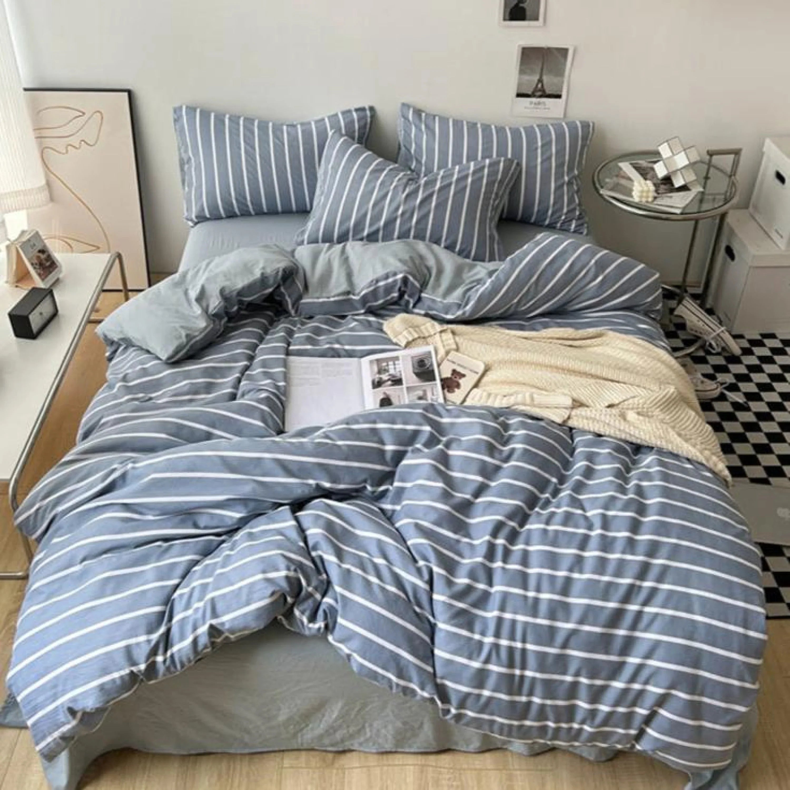 Clean Cut Bedroom Bedding Set / Gingham Brown Ever Lasting