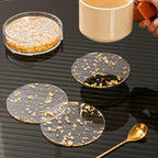 [Clear Coasters] Multiple Pieces Acrylic Cup Coasters Pack | Polished Metal Finish, Protective Film, Hand Wash Safe, Clear Design House Of Avana