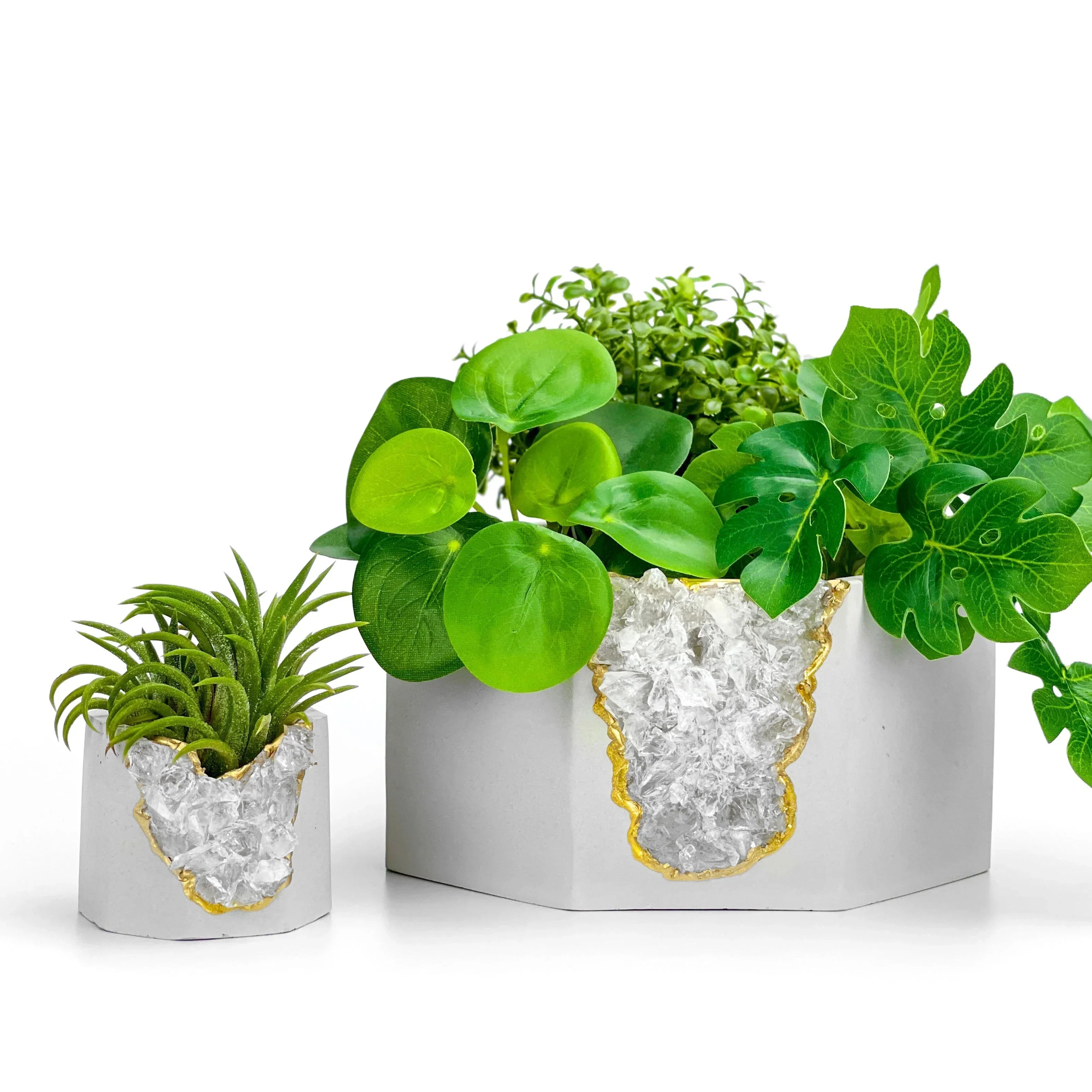 Clear Quartz Geode Planter Natural Crystal Home Decor, detail shot - House Of Avana