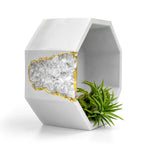 Clear Quartz Geode Planter Natural Crystal Home Decor, angled view - House Of Avana