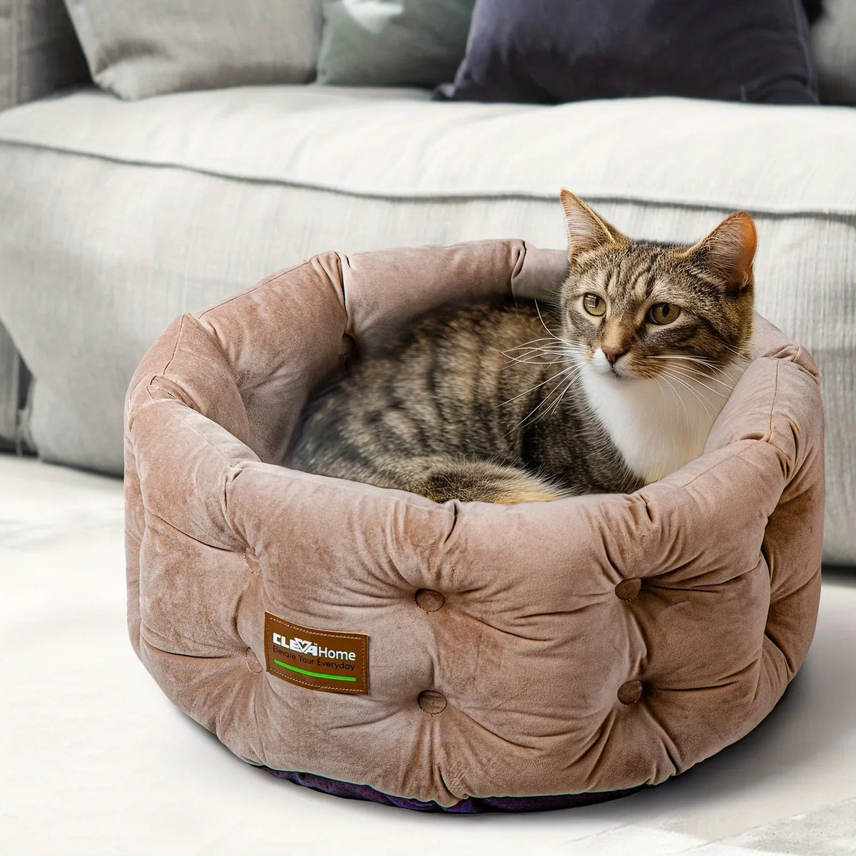 Clevahome Deep Nest Cat Bed for Small Pets Up to 15lbs - Round Cat Beds for Indoor Cats, Luxurious... - House Of Avana [[SKU:HOA-PET-400]]