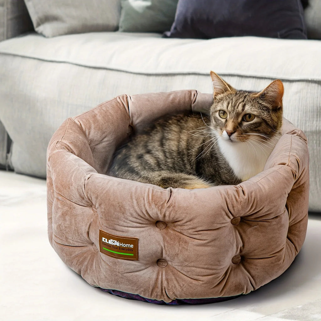 Clevahome Deep Nest Cat Bed for Small Pets Up to 15lbs - Round Cat Beds for Indoor Cats, Luxurious... - House Of Avana