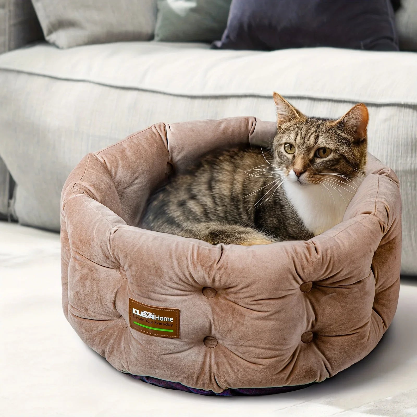 Clevahome Deep Nest Cat Bed for Small Pets Up to 15lbs - Round Cat Beds for Indoor Cats, Luxurious... - House Of Avana