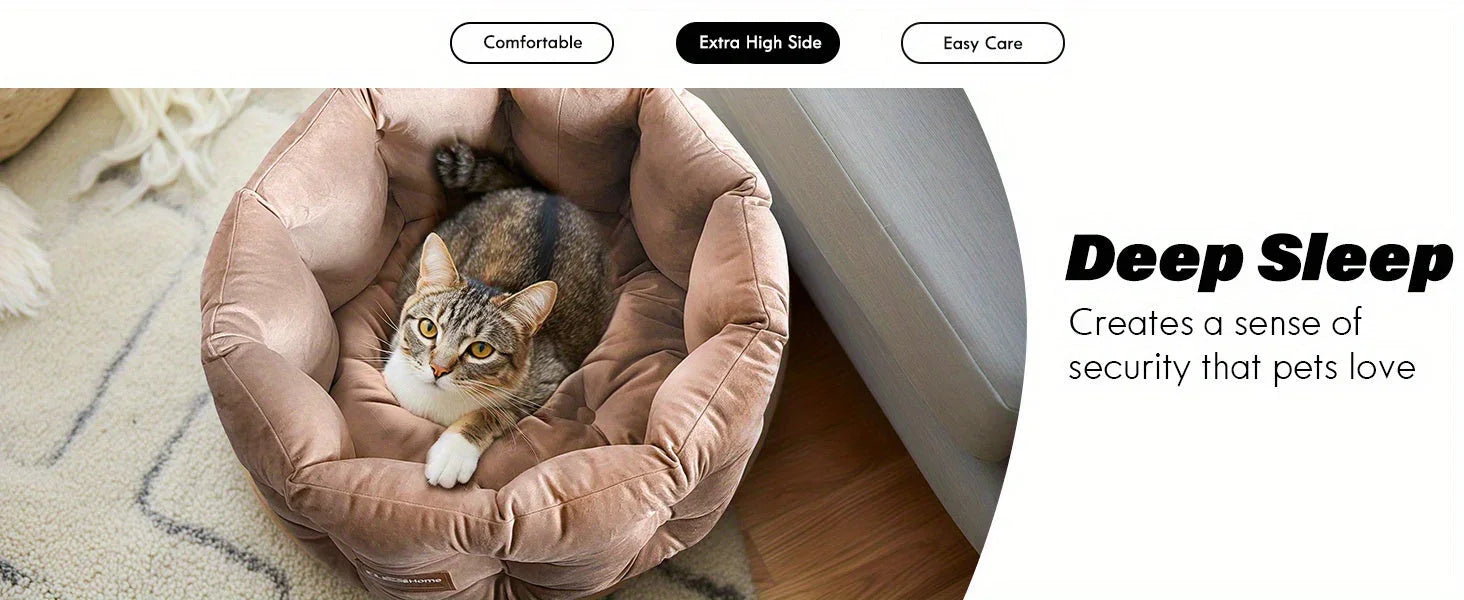 Clevahome Deep Nest Cat Bed for Small Pets Up to 15lbs - Round Cat Beds for Indoor Cats, Luxurious... - House Of Avana