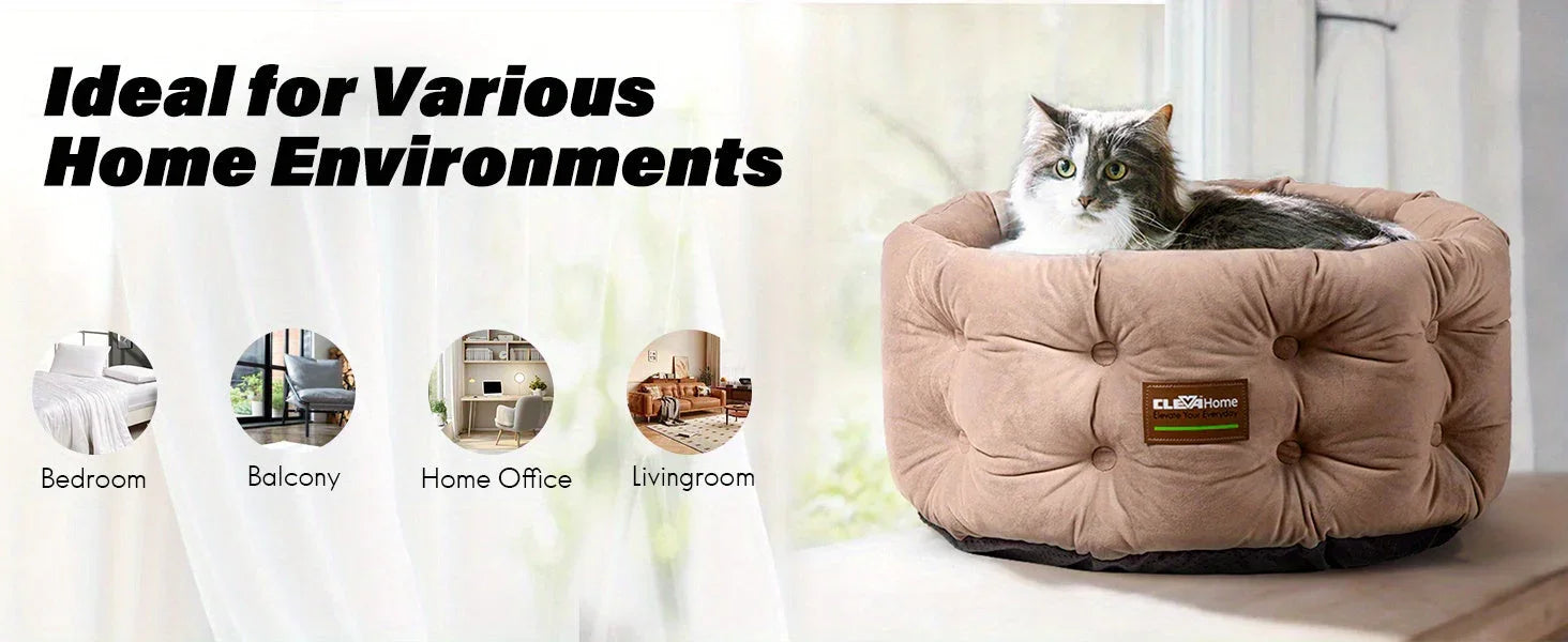 Clevahome Deep Nest Cat Bed for Small Pets Up to 15lbs - Round Cat Beds for Indoor Cats, Luxurious... - House Of Avana