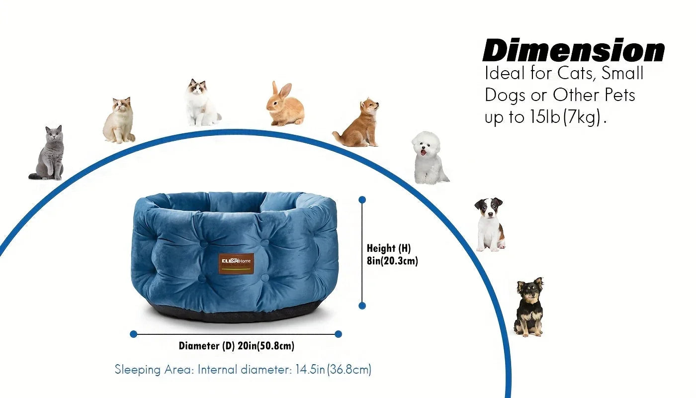 Clevahome Deep Nest Cat Bed for Small Pets Up to 15lbs - Round Cat Beds for Indoor Cats, Luxurious... - House Of Avana