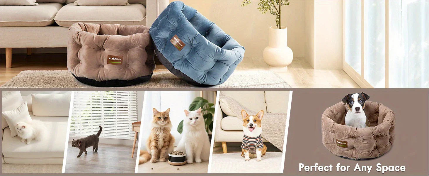 Clevahome Deep Nest Cat Bed for Small Pets Up to 15lbs - Round Cat Beds for Indoor Cats, Luxurious... - House Of Avana