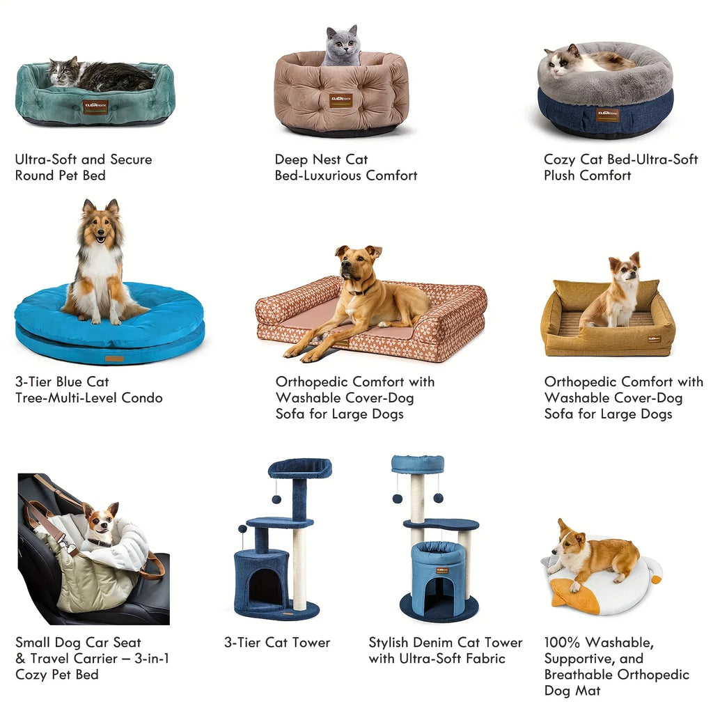 Clevahome Deep Nest Cat Bed for Small Pets Up to 15lbs - Round Cat Beds for Indoor Cats, Luxurious... - House Of Avana