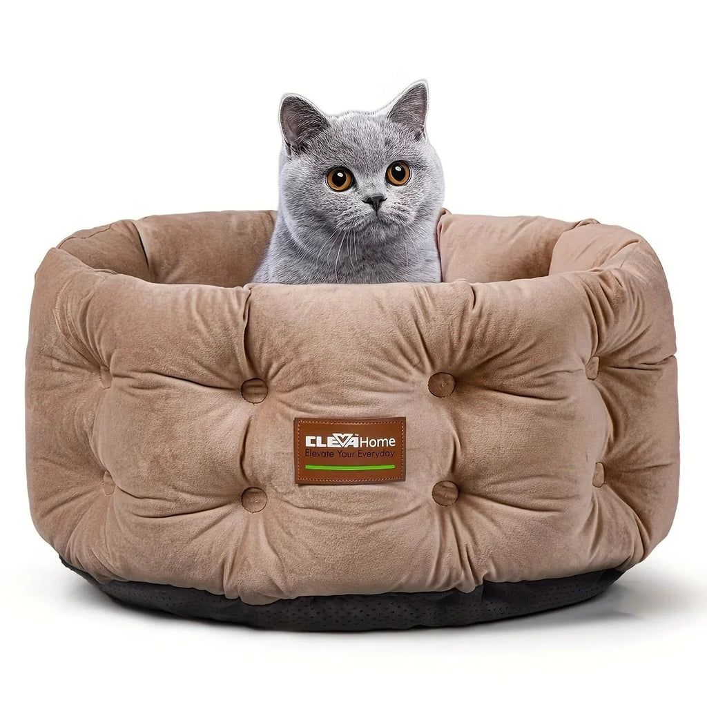 Clevahome Deep Nest Cat Bed for Small Pets Up to 15lbs - Round Cat Beds for Indoor Cats, Luxurious... - House Of Avana