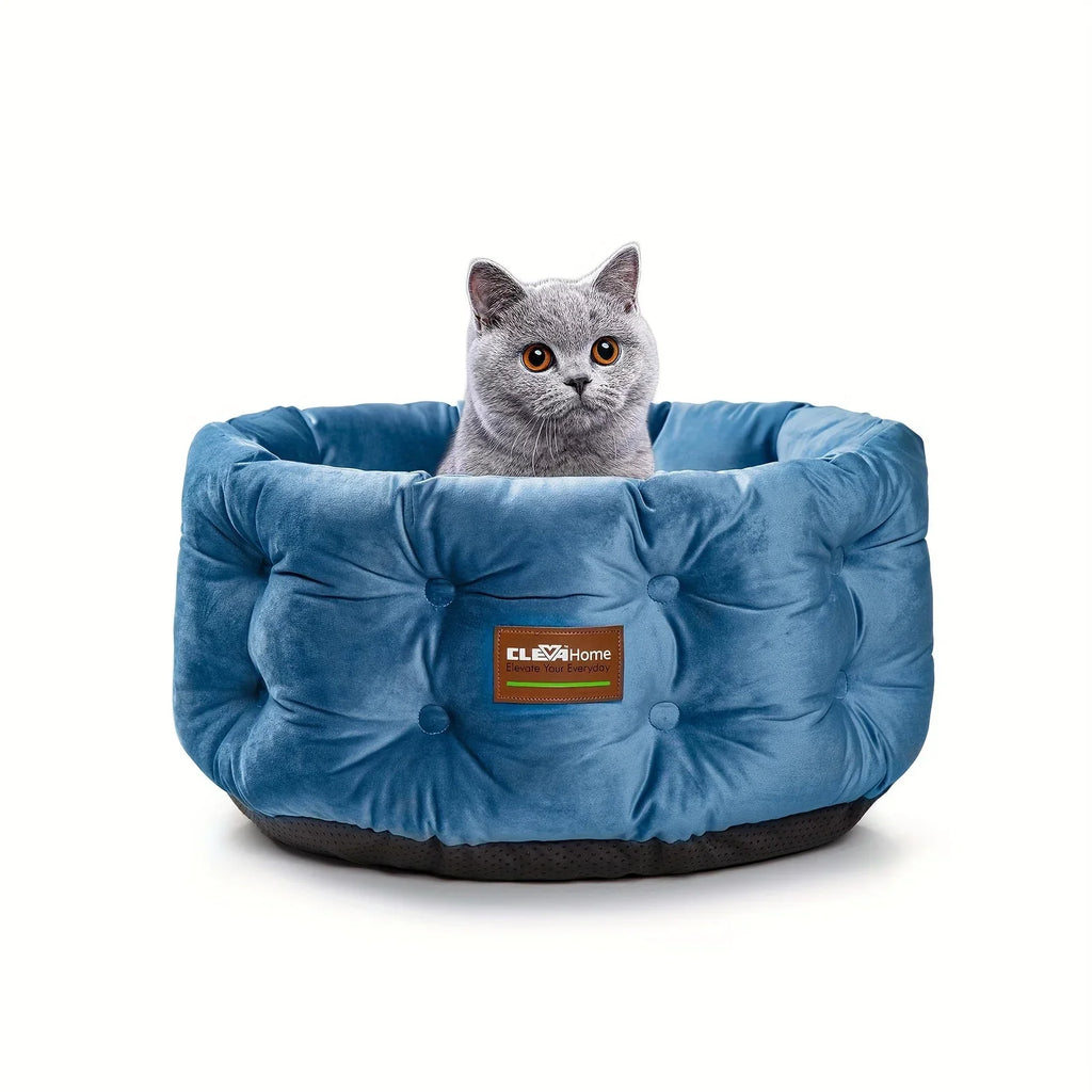 Clevahome Deep Nest Cat Bed for Small Pets Up to 15lbs - Round Cat Beds for Indoor Cats, Luxurious... - House Of Avana