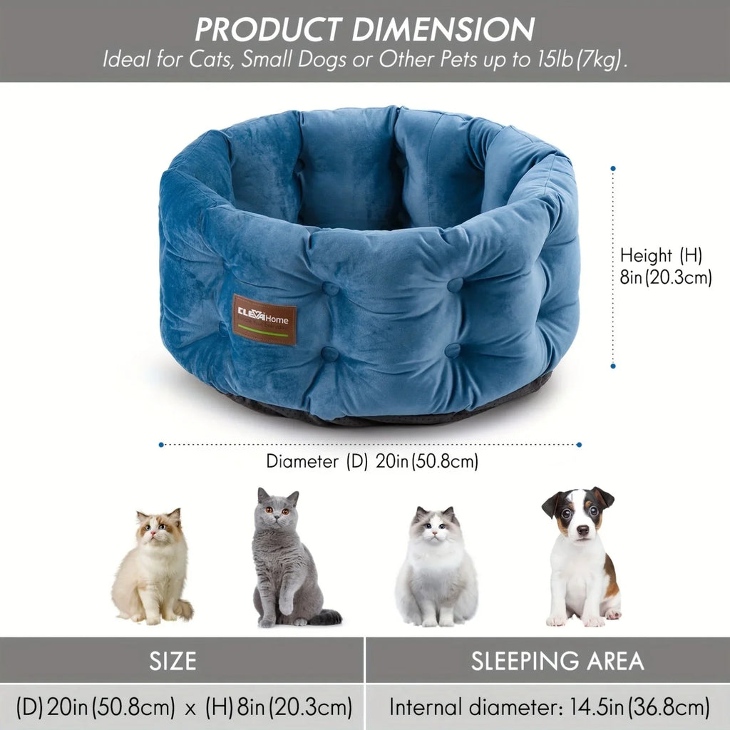 Clevahome Deep Nest Cat Bed for Small Pets Up to 15lbs - Round Cat Beds for Indoor Cats, Luxurious... - House Of Avana