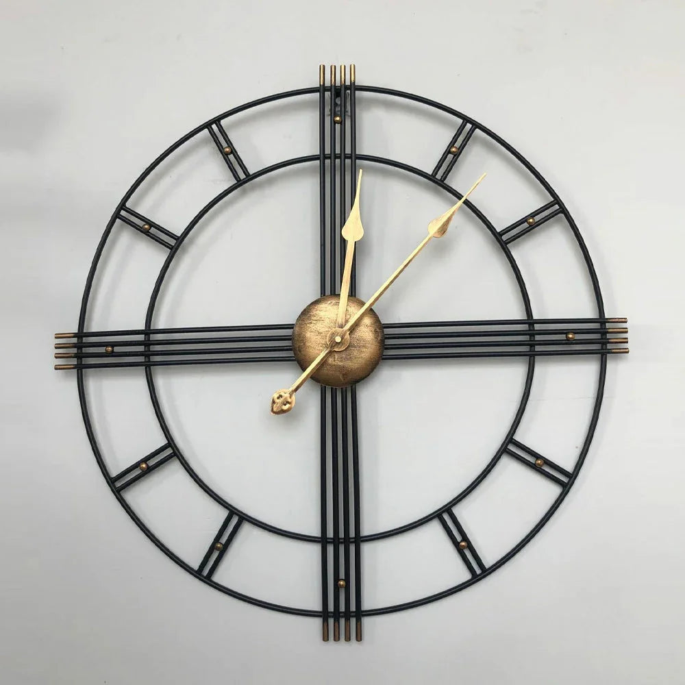Extra Large Metal Skeleton Wall Clock Roman - House Of Avana