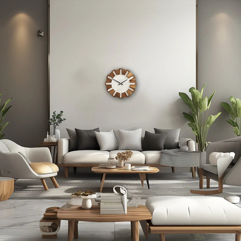 Artistic Wooden Round Wall Clock - House Of Avana