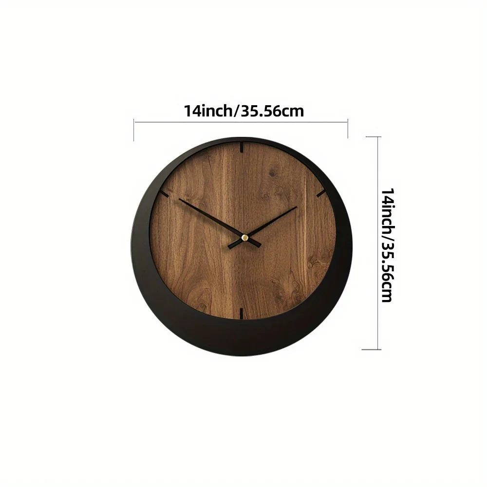 Wooden Wall Clock, Round Silent Timepiece, Battery Operated, 14/16/18 Inch, alternate view - House Of Avana