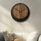 Wooden Wall Clock, Round Silent Timepiece, Battery Operated, 14/16/18 Inch, angled view - House Of Avana