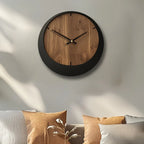 Wooden Wall Clock, Round Silent Timepiece, Battery Operated, 14/16/18 Inch, angled view - House Of Avana