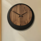 Wooden Wall Clock, Round Silent Timepiece, Battery Operated, 14/16/18 Inch, back view - House Of Avana