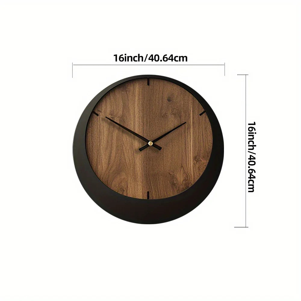 Wooden Wall Clock, Round Silent Timepiece, Battery Operated, 14/16/18 Inch, dimensions view - House Of Avana