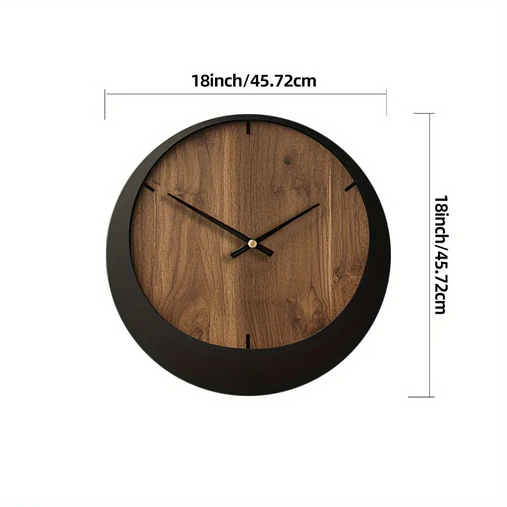 Wooden Wall Clock, Round Silent Timepiece, Battery Operated, 14/16/18 Inch, in-use display - House Of Avana